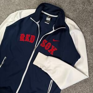 VTG Nike Boston Red Sox Womens XXL Navy MLB Baseball Full Zip Track Team Jacket